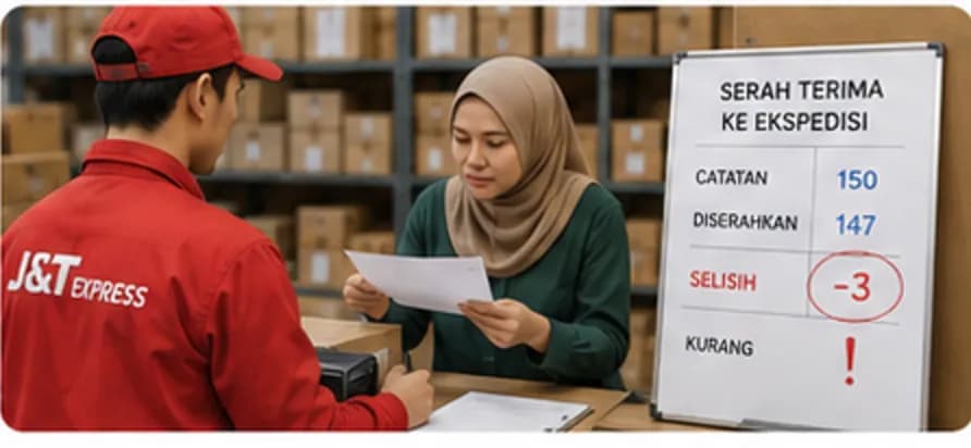 Serah terima paket ke kurir ekspedisi